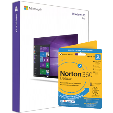 Microsoft Windows 10 Professional + Norton 360 Deluxe 3PC/6mc
