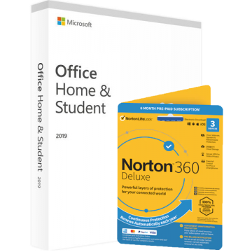 Microsoft Office 2019 Home & Student + Norton 360 Deluxe 3pc/6mc
