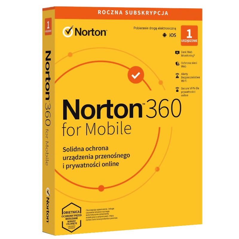 Norton 360 for Mobile - Android/iOS (1 urządzenie, 12 miesięcy)