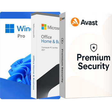 Microsoft Windows 11 Professional+ Microsoft Office 2021 dla Użytkowników Domowych i Małych Firm + Avast Premium Security