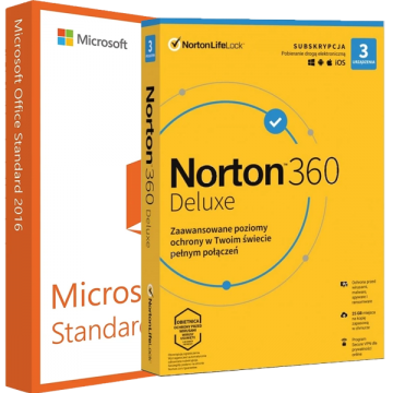 Microsoft Office 2016 Standard + Norton 360 Deluxe 3PC/6mc