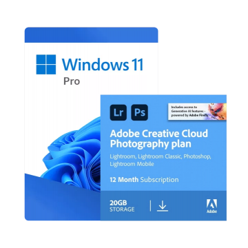 Windows 11 Pro + Adobe Plan Fotograficzny CC 20GB: Photoshop + Lightroom  ESD