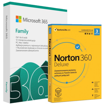 Microsoft 365 Family + Norton 360 Deluxe 3PC/6mc