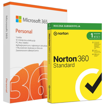 Microsoft 365 Personal + Norton 360 Standard (1 stanowisko, 12 miesięcy)