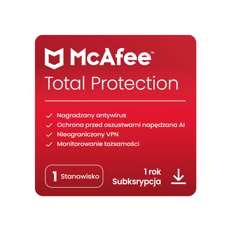 McAfee Total Protection (1 stanowisko, 12 miesięcy)