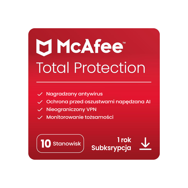 McAfee Total Protection (10 stanowisk, 12 miesięcy)