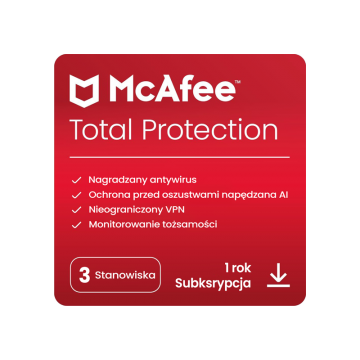 McAfee Total Protection (3 stanowiska, 12 miesięcy)