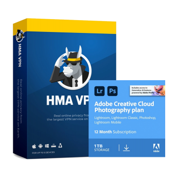 Adobe Plan Fotograficzny CC 1TB: Photoshop + Lightroom ESD + HMA! Pro VPN (HideMyAss)