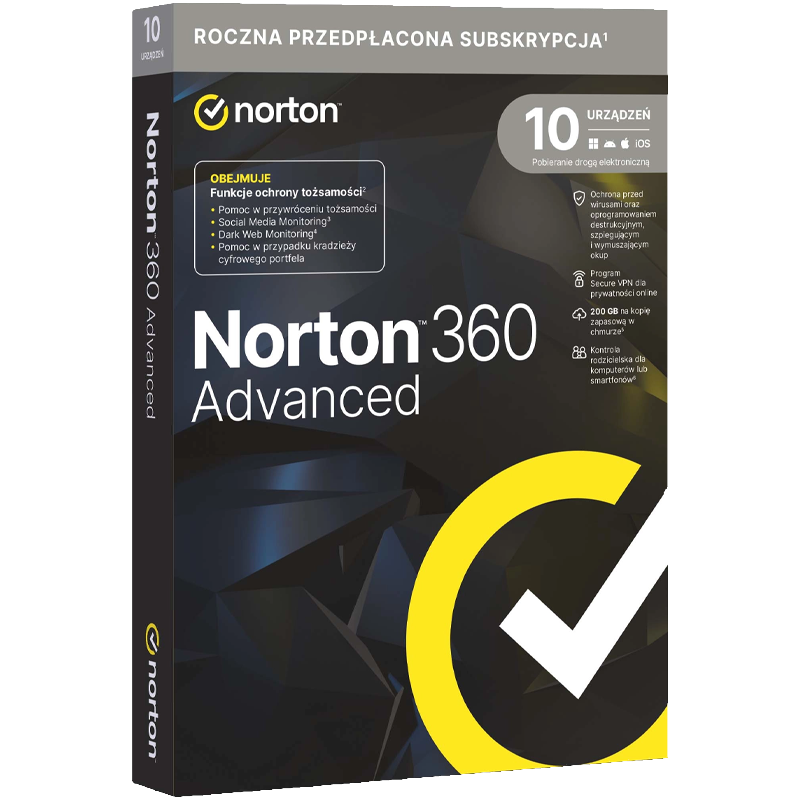 Norton 360 Advanced (10 stanowisk, 12 miesięcy)