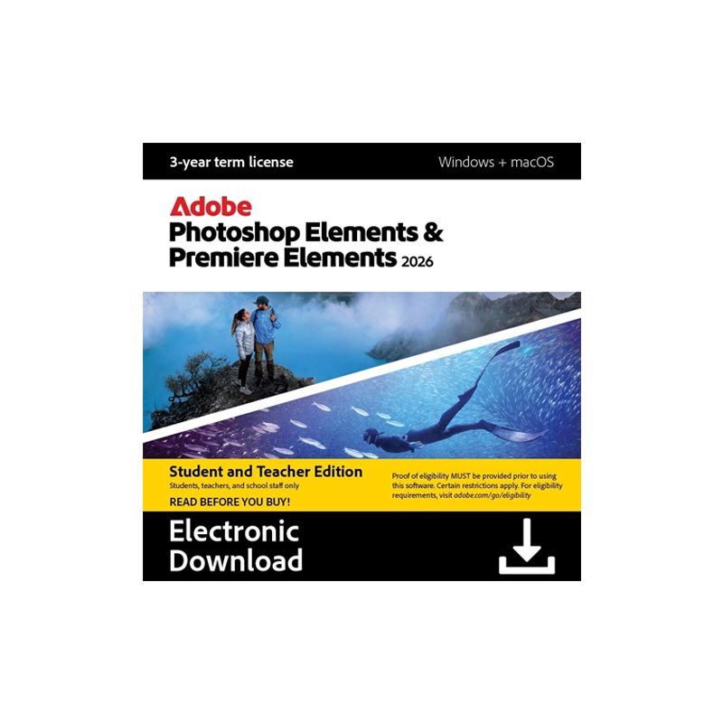 Adobe Photoshop & Premiere Elements 2026 Student and Teacher Edition MULTI Win/Mac – licencja czasowa (3 lata) ESD