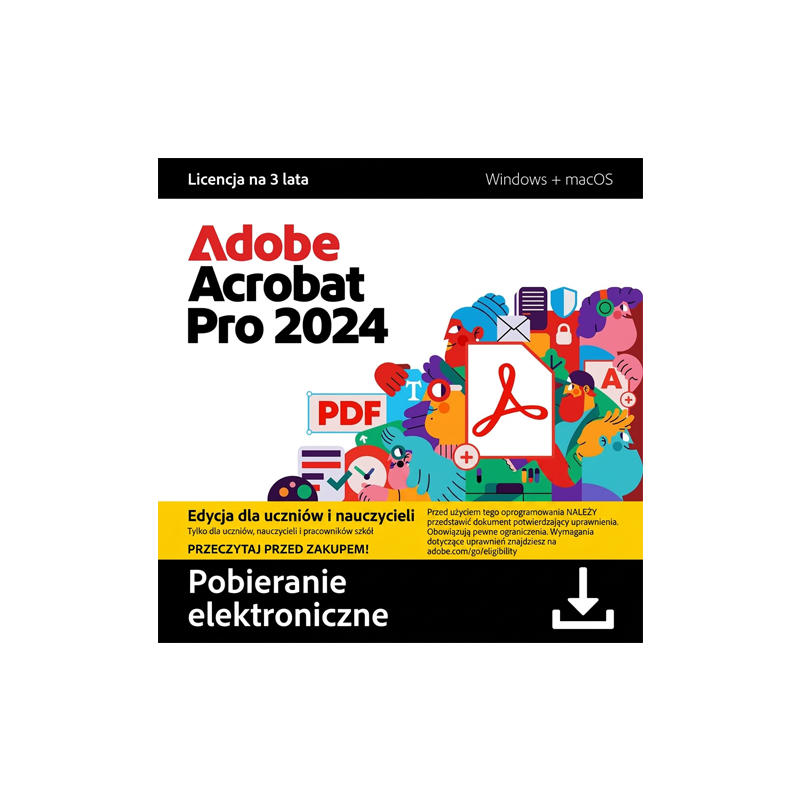 Adobe Acrobat Pro 2024 Student and Teacher Edition MULTI Win/Mac – licencja czasowa (3 lata) ESD