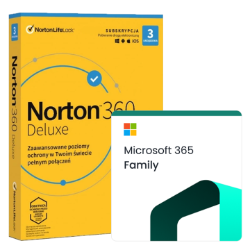 Microsoft 365 Family + Norton 360 Deluxe 3PC/6mc