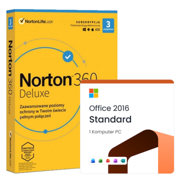 Microsoft Office 2016 Standard + Norton 360 Deluxe 3PC/6mc