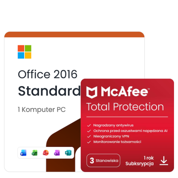 Microsoft Office 2016 Standard + McAfee Total Protection