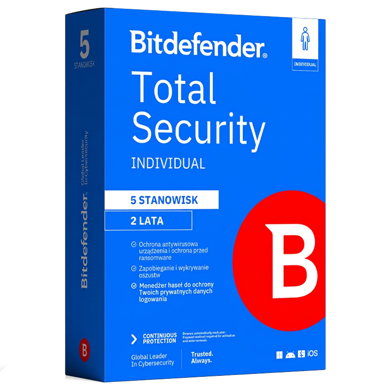 Bitdefender Total Security Individual (5 stanowisk, 24 miesiące)
