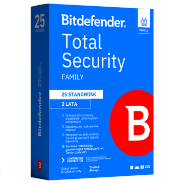 Bitdefender Total Security Family (25 stanowisk, 24 miesiące)