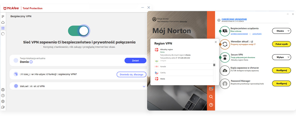 VPN McAfee vs Norton 360