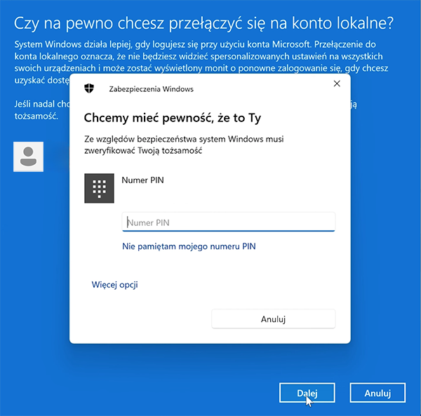 Potwierdzenie nowych danych