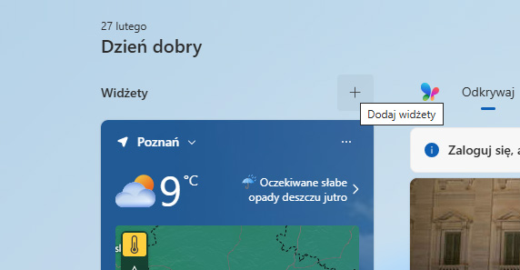 Dodawanie widżetów w Windows 11