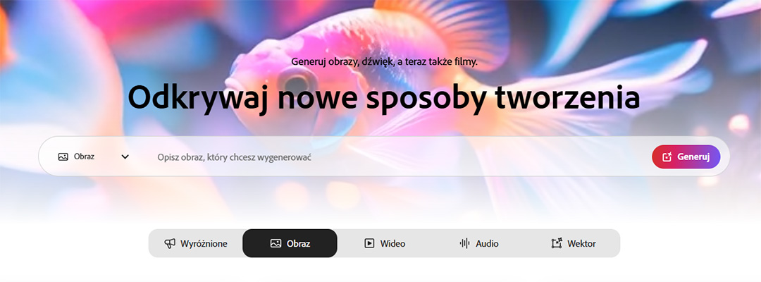 Funkcja generowania obrazów na podstawie tekstu w aplikacji Adobe Firefly