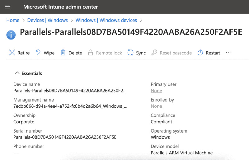 Microsoft Intune Parallels 19 Business Edition
