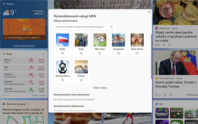 Dodawanie widżetów w Windows 11