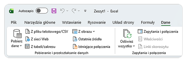 Dane w Excelu