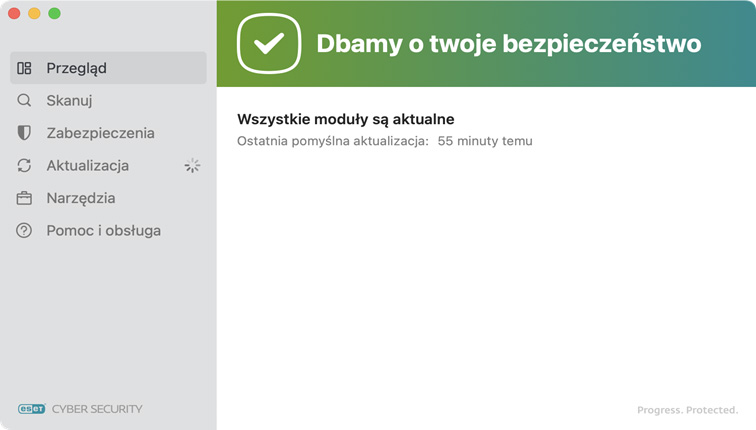 Pulpit główny programu ESET Cyber Security Pro dla macOS