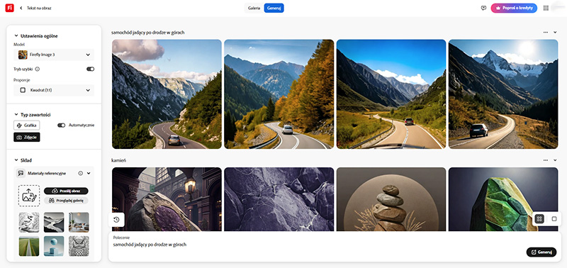 Grafiki stworzone za pomocą Adobe Firefly