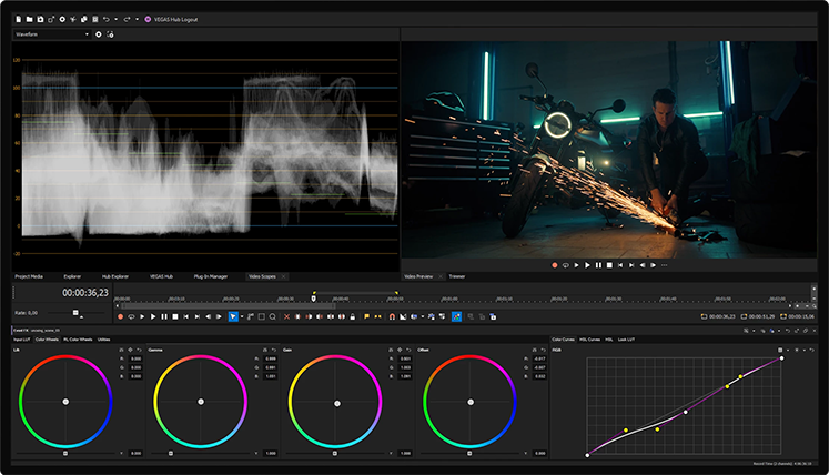 Głowny ekran MAGIX Vegas Pro